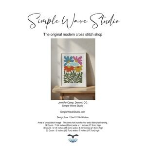 Abstract Flower 1960's Boho Design Counted Cross Stitch Pattern‎ Chart